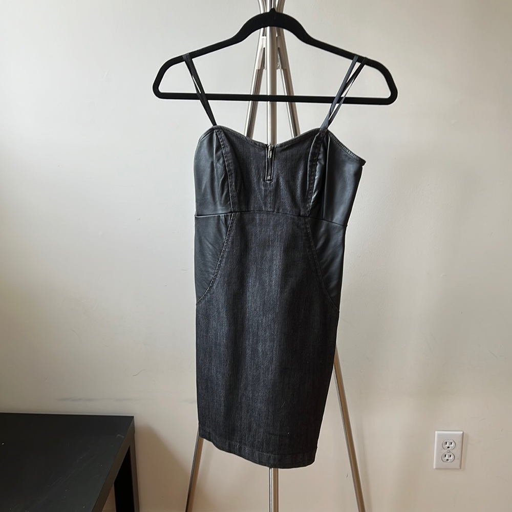BRAND NEW WITH TAGS BCBGeneration leather denim corset mini dress S
